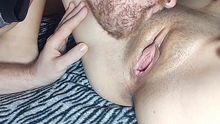 Playing with an Asian girl s pussy, her juicy clit and pussy are licked close-up