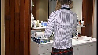 Sexy Young Student Blonde in Stockings Gets Hard Double Teamed