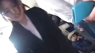 office lady seduced fucked by geek on bus