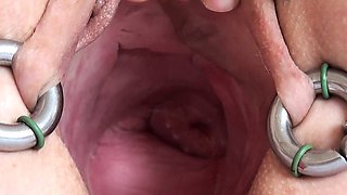 Uterus play with Japanese sounding insertion