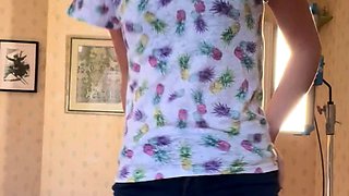 Amateur striptease and Solo masturbation