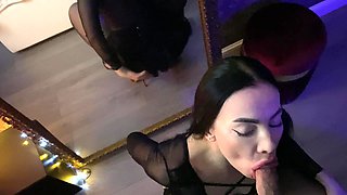 #10 (full) Sucks in Stockings in Front of the Mirror