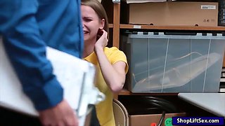 Very tight thief pounded by LP officer in the back office