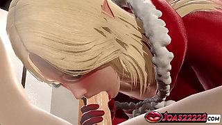 Christmas Elf Making Hottes Blowjob For Big Dick On A Bed 3D Animation Porn