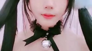 China live broadcast, pure and beautiful girl with twin tails! Wen Jing is cute and cute! Hairless pink and beautiful pussy, lift up slender legs, spread the pussy