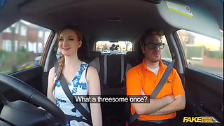 Driving lesson quickly turns into a suck and fuck off