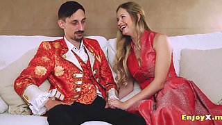 Blonde with big natural tits has hard sex in interesting poses