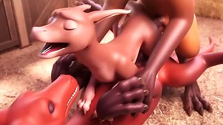 Naughty dragons are having fun in the barn 3d animated