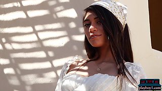 Petite Asian teenage Hannah Le gets naked