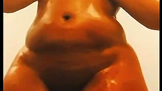 Big Black Ass Oiled Mild Fingers Pussy and Squirts