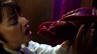 Blonde tight pussy babe solo toy fun in glamour masturbation