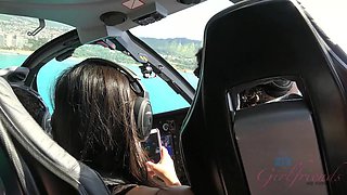 After a good fuck and creampie, Violet rides a helicopter with you