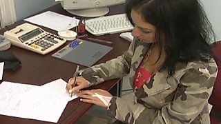 Lesbian Office Secretaries Playing with Each Other in Office