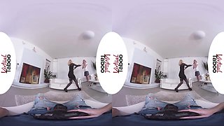 Young Stepdaughter Joined Her Stepmom Fucking Her Boyfriend With Virtual Reality And Angel Wicky