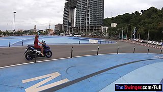 Big round ass Thai GF motobike ride and hardcore fuck at home