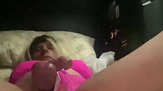 Horny Blonde Crossdresser Transvestite Fucking a Vibrator Dildo Hard