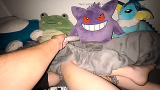 Stepbrother finds his little stepsister using her massager while she relaxes