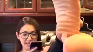 Gorgeous lady in glasses shows off perfect soles and long toes: Amateur, Babe  Brunette Porn