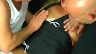 Mature cock sucking milf pussy fucking threesome...cum in mouth