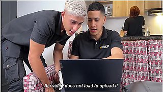 Pervy Technicians Milan And Max Recognize Celeste Porn Actress And She Auditions For Them By Fucking Them