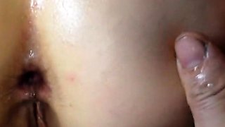 Oiled Bubble Butt Teen Gets Anal Creampie and Cum on Ass