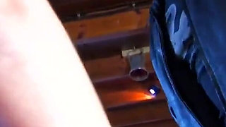 Young waitress at pub gets involved for a three-way fuck