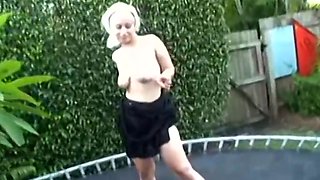 Hot blonde amateur fucked on trampoline