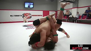 Nasty wrestling lez dominated by babe