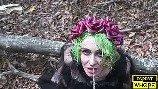 Forest Whore Halloween 2025 Extreme Filth & Humiliation - Outdoor Anal Fisting & Pissing