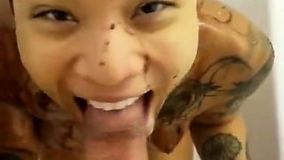 Tattooed Asian teen confesses her passion for cock in POV