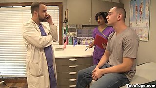 I got lucky with this hot ebony nurse! She gave me a handjob instead of my checkup