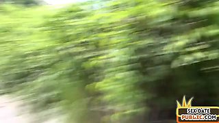 Public amateur German babe fucked outdoor after casting