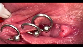Really Close Up Macro my Pierced Clit and Pussy until get Very Wet and PEE go to inside my Pussy