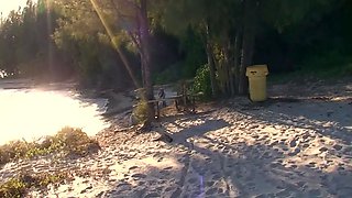Ashlyn Lee goes fishing, but she would rather enjoy a masturbation session on the sand. She gets caught on-camera by our voyeur videographer.