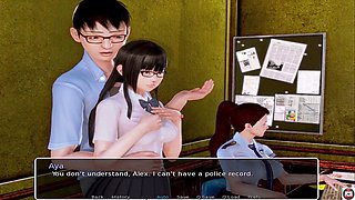 College girls in a visual novel full of hot animated sex scenes and 3D escapades