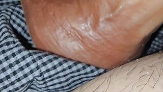Step mom saw 9 inch of dick and can't wait to handjob step son dick