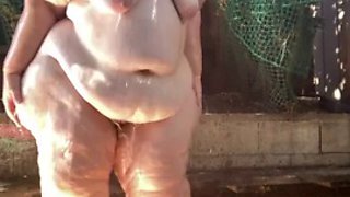 SSBBW Mega Ass In The Shower Outdoors