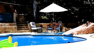 EMMA HAIZE Poolside Huge Cock POV Deepthroat Blowjob and Facial