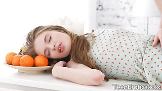 Young Adel Bye Gets Eaten out on Kitchen Table Before Taking Dick