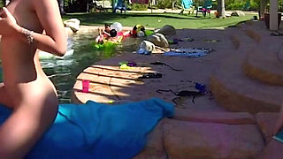 A massive blowbang swimming pool party