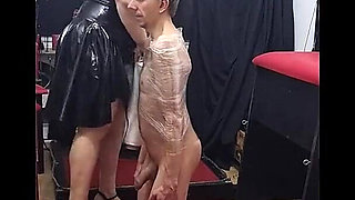 Xxl MILF Domina Trains Slave Pig with Folienbondage and Trampling