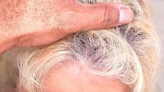 Blonde Euro Cougar Granny Anna Interracial POV Cum Tasting Blowjob