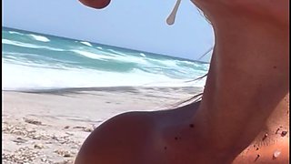Asian milf beach facial