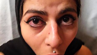 POV Sloppy Blowjob Till Balls Cum in Mouth Mia Niqab