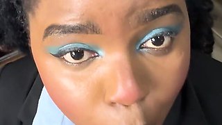 Ebony Secretary Gets a Promotion Through a Tiny Hole in Her Skirt
