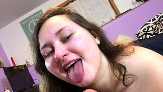 Amateur redhead slut gives a great pov blowjob