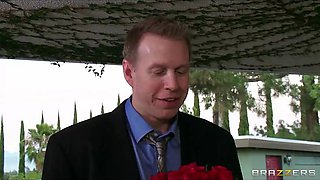 Horny blonde MILF with huge-tits fucks her daughters boyfriend
