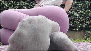 A Park Full Of People, Your Friend Gets Her Tight Leggings Completely Wet In Hot Pee