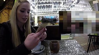 Hot blonde girl blowjob and swallow on public bus