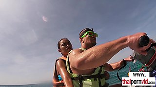 Amateur Thai teen sucking BWC on jet ski